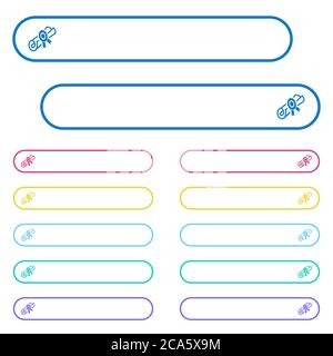 Diploma scroll with seal icons in rounded color menu buttons. Left and right side icon variations. Stock Vector