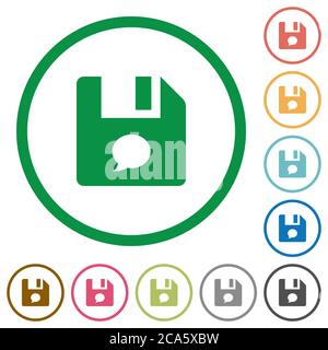 File comment flat color icons in round outlines on white background Stock Vector