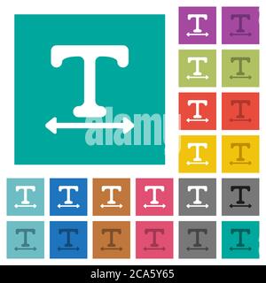 Adjust font width multi colored flat icons on plain square backgrounds. Included white and darker icon variations for hover or active effects. Stock Vector