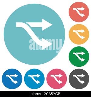 Fork flat white icons on round color backgrounds Stock Vector