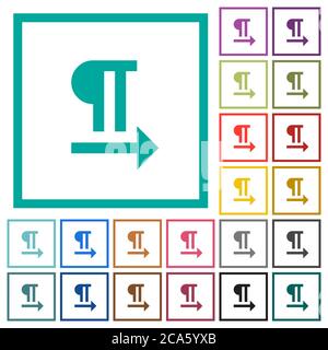 Left to right text direction flat color icons with quadrant frames on white background Stock Vector