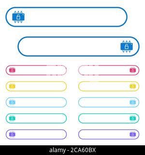 Hardware unlocked icons in rounded color menu buttons. Left and right side icon variations. Stock Vector