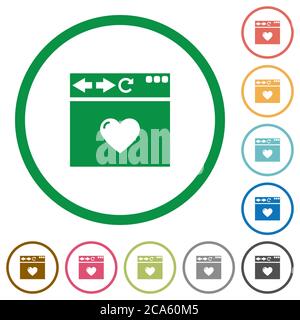 Browser favorite flat color icons in round outlines on white background Stock Vector