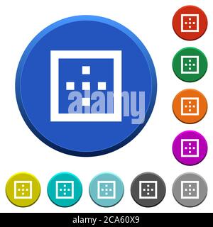 Outer borders round color beveled buttons with smooth surfaces and flat white icons Stock Vector