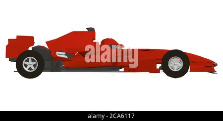 Low poly red racing car. Side view. 3D. Vector illustration. Stock Vector