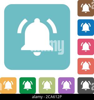 Active notification white flat icons on color rounded square backgrounds Stock Vector