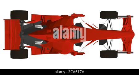 Low poly red racing car. View from above. 3D. Vector illustration. Stock Vector
