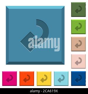Return arrow engraved icons on edged square buttons in various trendy colors Stock Vector