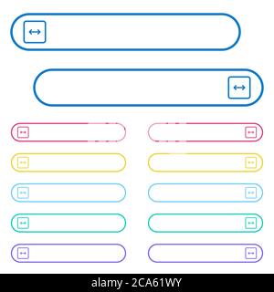 Adjust object width icons in rounded color menu buttons. Left and right side icon variations. Stock Vector