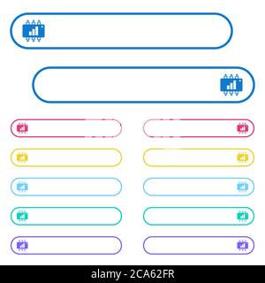 Hardware acceleration icons in rounded color menu buttons. Left and right side icon variations. Stock Vector