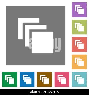 Multiple canvases flat icons on simple color square backgrounds Stock Vector