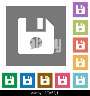 File comment flat icons on simple color square backgrounds Stock Vector