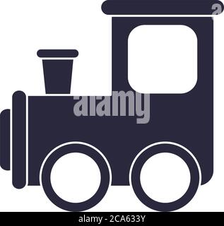 cartoon train toy object for small children to play, silhouette style icon vector illustration Stock Vector
