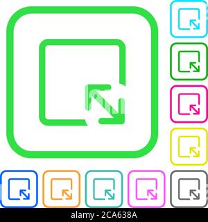 Resize object vivid colored flat icons in curved borders on white background Stock Vector