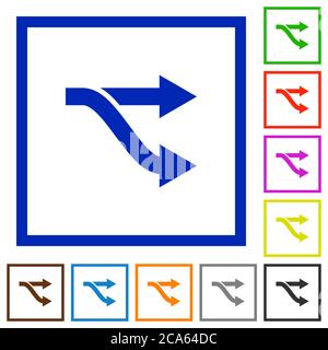 Fork flat color icons in square frames on white background Stock Vector