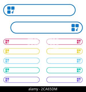 Component paste icons in rounded color menu buttons. Left and right side icon variations. Stock Vector
