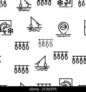 Fishing Industry Business Process Seamless Pattern Vector Stock Vector