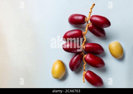 red dates fruit on white background Stock Photo