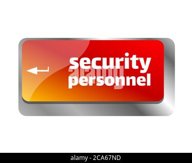 Security concept. Button on modern computer keyboard. Security Personnel Stock Photo