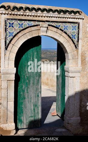 TUNISIAN DOOR WITH ISLAMIC DESIGN Stock Photo