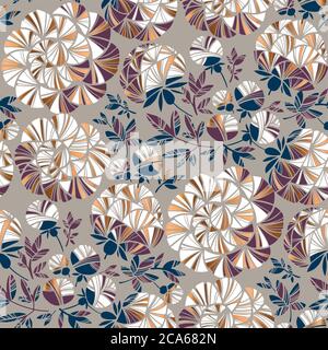 Abstract new retro style peony flowers seamless pattern for background, fabric, textile, wrap, surface, web and print design. Elegant light wedding st Stock Vector