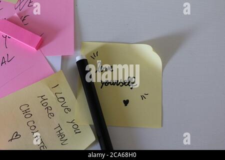 Post-it with motivational phrases Stock Photo