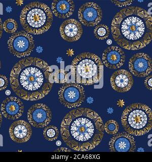 Gear movement idea snowflakes seamless pattern for background, fabric, textile, wrap, surface, web and print design. Luxury hand drawn big winter snow Stock Vector