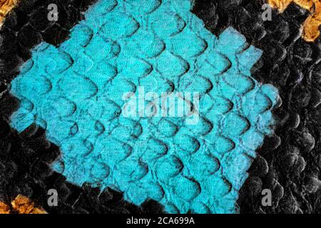 eco-friendly artificial blue snake texture close-up. Material for eco-friendly products Stock Photo