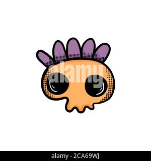 cute skull vector mascot logo design template illustration Stock Vector