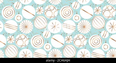 Modern Christmas baubles rapport. Festive middle century atomic vibes seamless pattern for background, fabric, textile, wrap, surface, web and print d Stock Vector