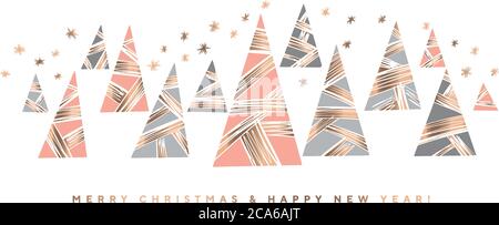 Elegant abstract triangle Christmas tree geometric composition. Luxury Xmas design header for winter projects. Stock Vector