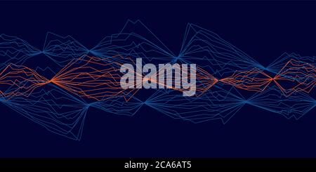 Orange and blue energy light lines header. Abstract geometric urban design element for card, header, invitation, poster, social media, post publicatio Stock Vector