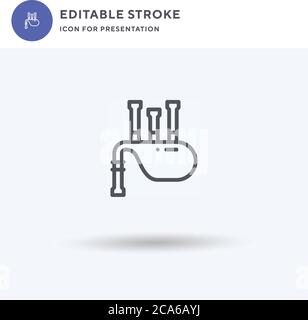 Bagpipes icon vector, filled flat sign, solid pictogram isolated on white, logo illustration. Bagpipes icon for presentation. Stock Vector