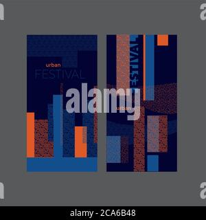 Modern concept pattern of city light posters. Abstract geometric big urban design element for card, header, invitation, poster, social media, post pub Stock Vector