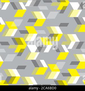 Neon yellow arrows on gray seamless pattern for background, fabric, textile, wrap, surface, web and print design. Concept dynamic tile design for spor Stock Vector