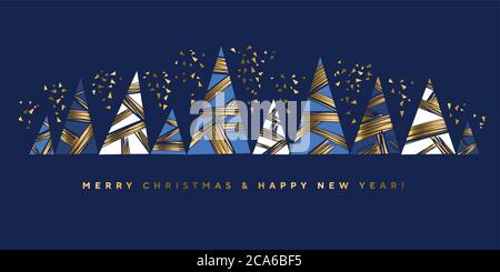 Luxury  Christmas geometric pattern for card, header, invitation, poster, social. Geometry stock vector illustration. Gold and sea blue colors design Stock Vector