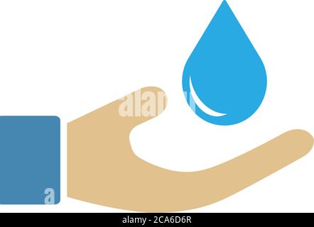 saving water icon or symbol with human hand and waterdrop vector illustration Stock Vector