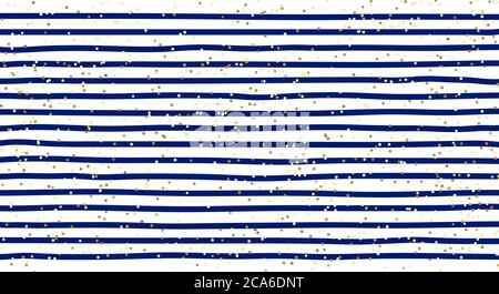 Abstract blue stripes pattern and gold glitter background and texture. Vector illustration Stock Vector