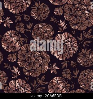 Luxury black and gold elegant floral seamless pattern for background, fabric, textile, wrap, surface, web and print design. Abstract flower rapport on Stock Vector