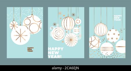 Modern Christmas baubles. Festive middle century atomic vibes design element for web banners, posters, cards, wallpapers, backdrops, panels. Stock Vector