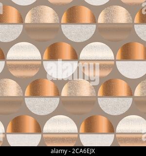 Light golden geometric round shapes seamless pattern for background, fabric, textile, wrap, surface, web and print design. Abstract luxury rapport. Stock Vector