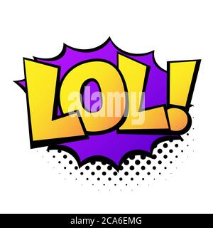 Comic lettering LOL. Comic speech bubble with emotional text LOL. Vector bright dynamic cartoon illustration in retro pop art style isolated on white Stock Vector