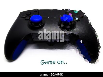 Game controller, joystick icon in bubble speech symbol appear on smart ...