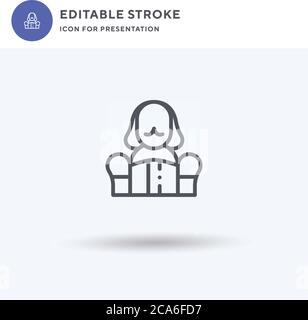 Shakespeare icon vector, filled flat sign, solid pictogram isolated on white, logo illustration. Shakespeare icon for presentation. Stock Vector