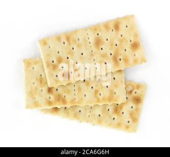 Soda Crackers isolated on white background. Stock Photo