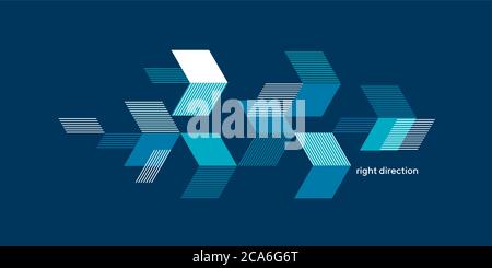 Textured arrows on blue background geometric composition for card, header, invitation, poster, social media, post publication. Concept sport dynamic d Stock Vector