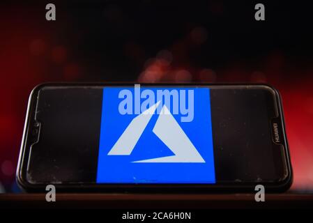 Poland. 4th Aug, 2020. In this photo illustration, a Microsoft Azure logo is displayed on a smartphone. Credit: Omar Marques/SOPA Images/ZUMA Wire/Ģ����ý Live News Stock Photo