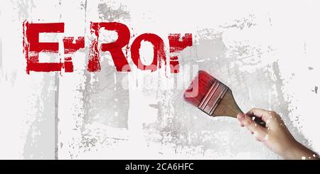 Error word written with red paintbrush on a wall. Conceptual image Stock Photo
