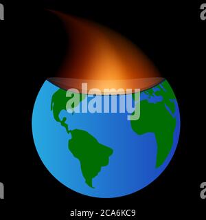 Fire coming from within the core of the planet earth. Stock Vector