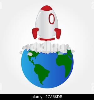 Rocket launch of planet earth. Stock Vector